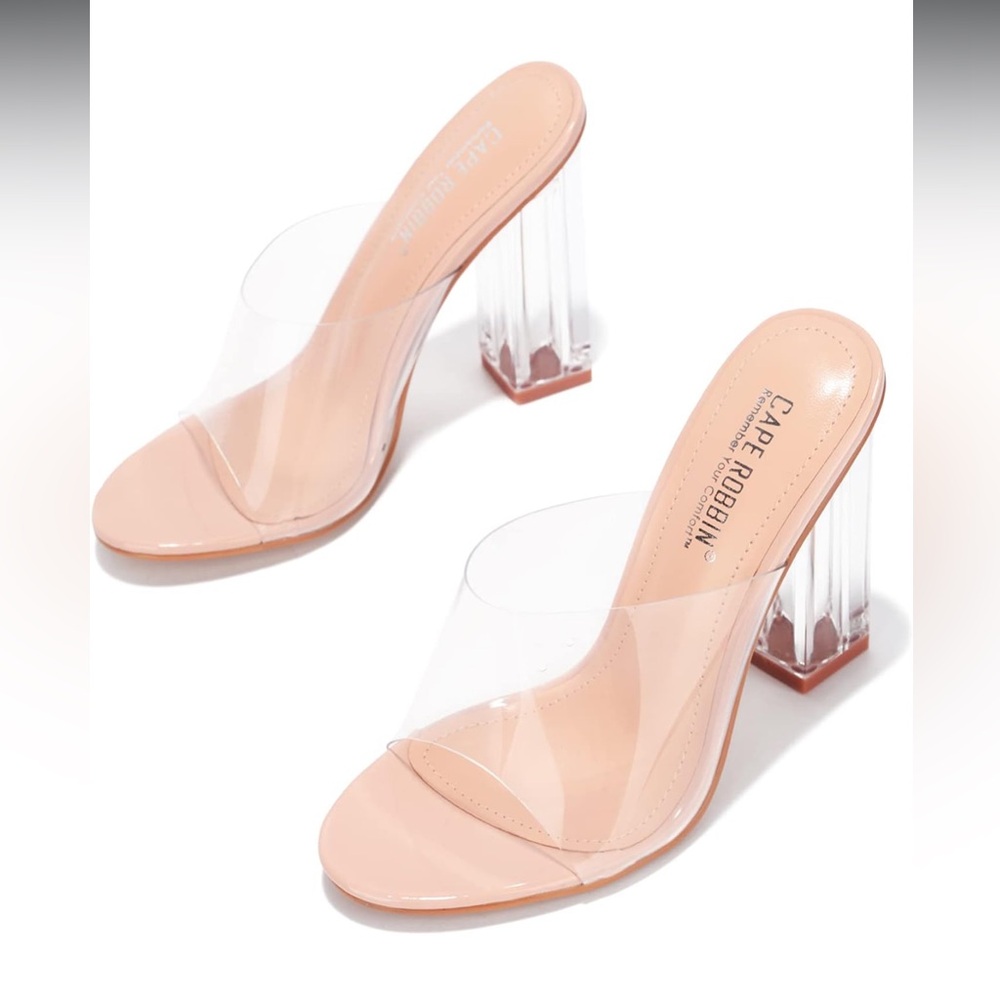 Cape Robbin Clear Chunky Block High Heel